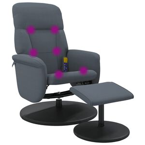 vidaXL Massage Recliner Chair with Footstool Dark Grey Velvet