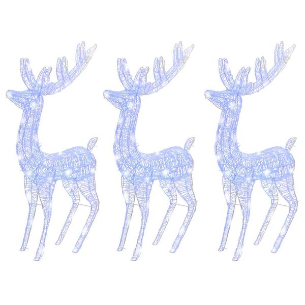 vidaXL XXL Acrylic Christmas Reindeers 250 LED 3 pcs 180 cm Blue