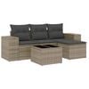 vidaXL 5 Piece Garden Sofa Set with Cushions Grey Poly Rattan