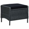 vidaXL Reclining Garden Chair with Footstool Poly Rattan Dark Grey