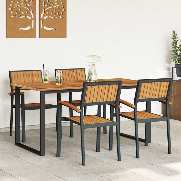 vidaXL Garden Dining Set 5 pcs Black and brown
