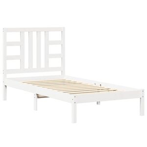 vidaXL Bed Frame | White | Solid pine wood, Plywood | Single