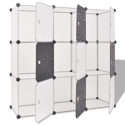 vidaXL Storage Cube Organiser with 9 Compartments Black and White
