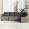 vidaXL Sofa Set with Cushion with Storage 5 pcs Grey Poly Rattan