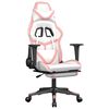 vidaXL Gaming Chair with Footrest White and Pink Faux Leather