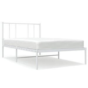 vidaXL Metal Bed Frame without Mattress with Headboard White 90x190cm