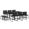 vidaXL 11 Piece Garden Dining Set with Cushions Black Textilene