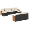vidaXL 10 Piece Garden Sofa Set with Cushions Black Poly Rattan