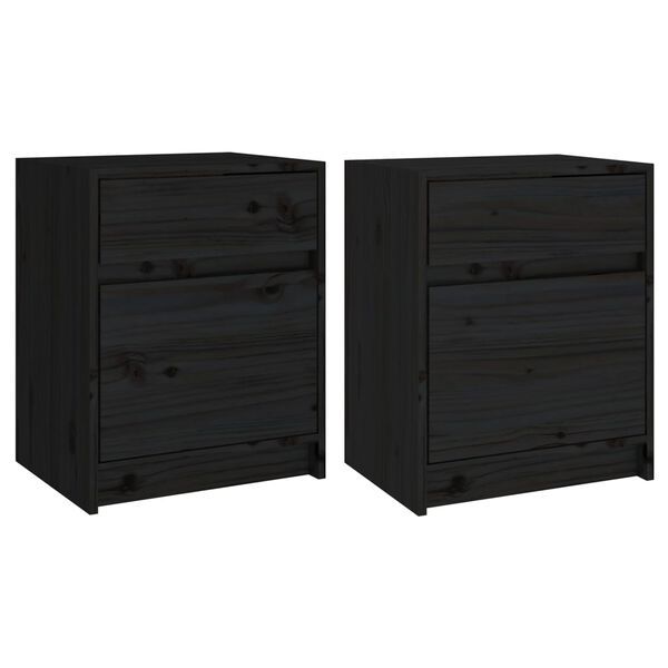 vidaXL Bedside Cabinets 2 pcs Black 40x31x50 cm Solid Pinewood