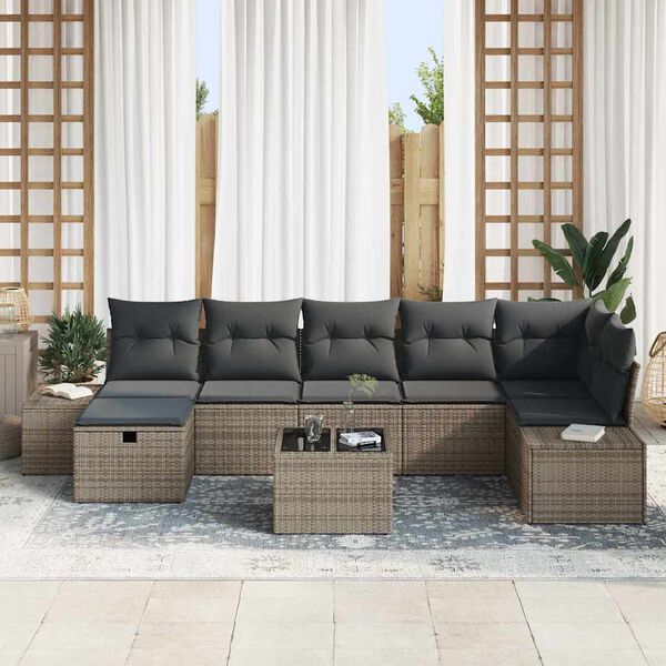 vidaXL Sofa Set with Cushion 7 pcs Poly Rattan