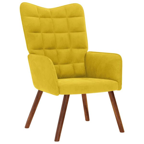 vidaXL Relaxing Chair with Stool Yellow Velvet