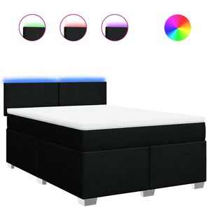 vidaXL Box Spring Bed with Mattress Black Queen Fabric