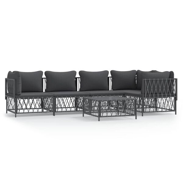 vidaXL 6 Piece Garden Lounge Set with Cushions Anthracite Steel