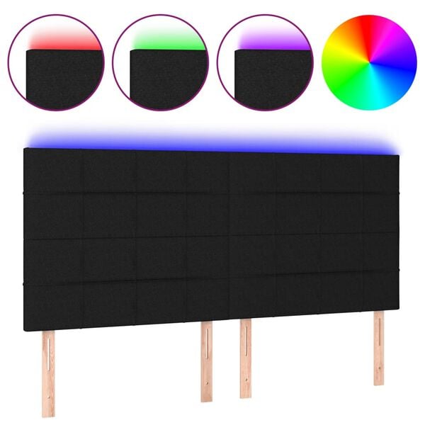 vidaXL LED Headboard Black 160 cm Fabric