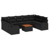 vidaXL Garden Sofa Set with Cushion 10 pcs Black Poly Rattan