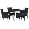 vidaXL Garden Dining Set with Cushion 5 pcs Black Poly Rattan