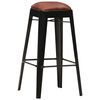 vidaXL Bar Stools 4 pcs Black Real Leather