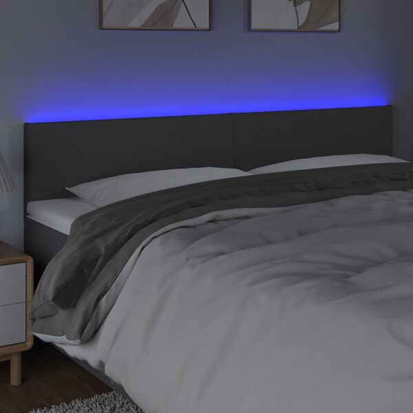 vidaXL LED Headboard Dark Grey 200 cm Fabric