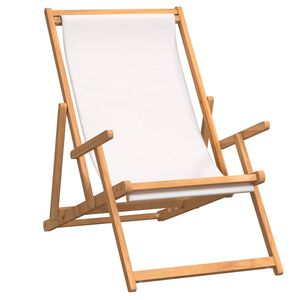 vidaXL Folding Chair Solid Wood Teak Cream