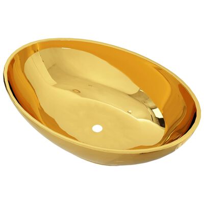 vidaXL Wash Basin 40x33x13.5 cm Ceramic Gold