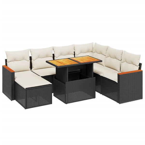 vidaXL 8 Piece Garden Sofa Set with Cushions Black Poly Rattan