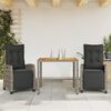 vidaXL 3 Piece Garden Dining Set with Cushions Grey Poly Rattan