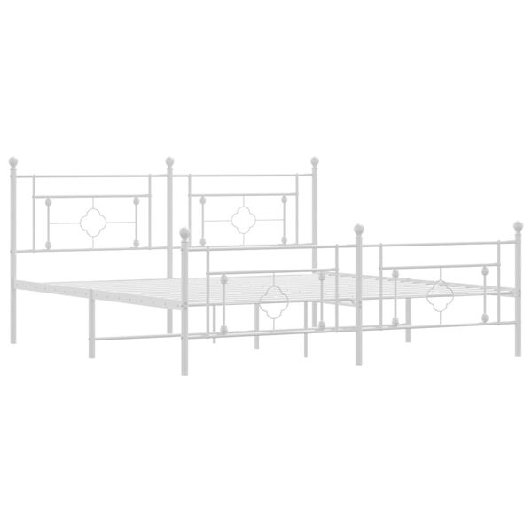 vidaXL Metal Bed Frame without Mattress with Footboard White 180x200cm