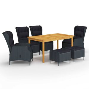 vidaXL 7 Piece Garden Dining Set Dark Grey