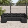 vidaXL Sofa Set with Cushion 7 pcs Black Poly Rattan
