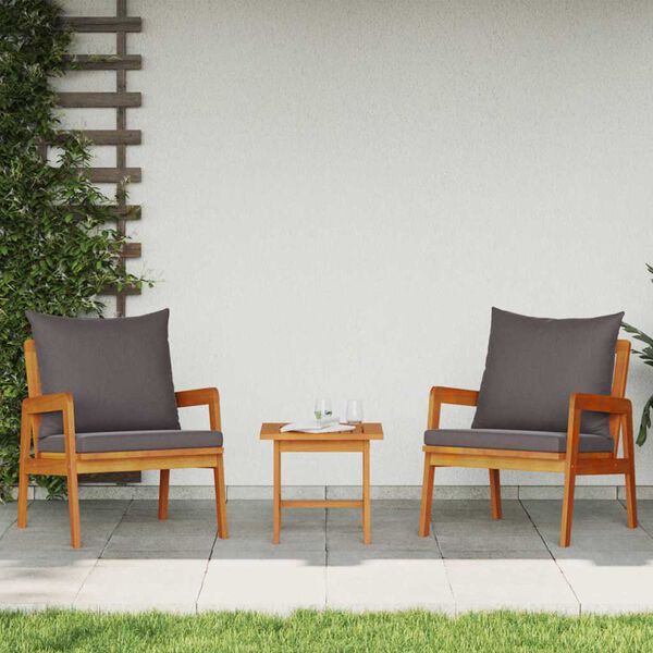 vidaXL Garden Chair with Cushion 2 pcs Oil Natural Solid Acacia Wood