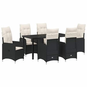 vidaXL Garden Dining Set 7 pcs Black Poly Rattan