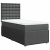 vidaXL Box Spring Bed with Mattress Dark Grey King Single Fabric