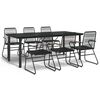vidaXL 7 Piece Garden Dining Set Black PVC Rattan