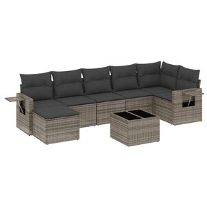 vidaXL 8 Piece Garden Sofa Set with Cushions Grey Poly Rattan