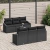 vidaXL Sofa Set with Cushion with Storage 7 pcs Black Poly Rattan