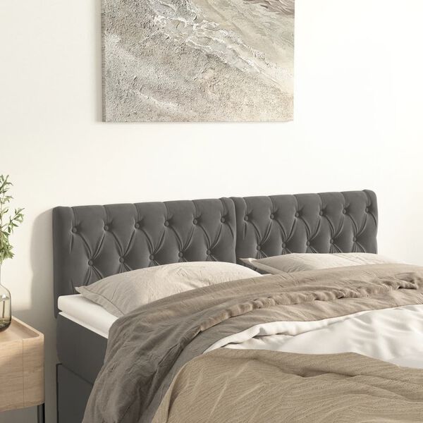 vidaXL Headboards Dark Grey 144x7x78/88 cm Velvet