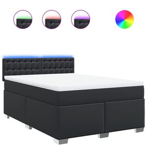 vidaXL Box Spring Bed with Mattress Black Queen Faux Leather