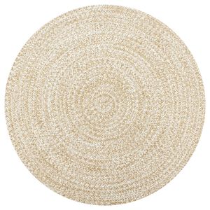 vidaXL Area Rug | White and natural | Jute and cotton | 90 cm diameter