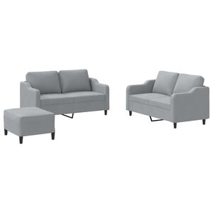 vidaXL 3 Piece Sofa Set with Cushions Light Grey Fabric