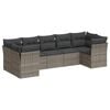 vidaXL 7 Piece Garden Sofa Set with Cushions Grey Poly Rattan