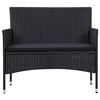 vidaXL 5 Piece Garden Lounge Set With Cushions Poly Rattan Black