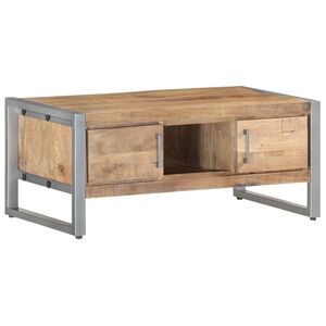 vidaXL Coffee Table | Natural wood tones, grey iron | Rough mango wood, iron
