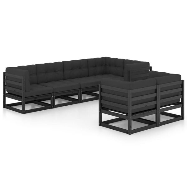 vidaXL 7 Piece Garden Lounge Set with Cushions Solid Pinewood