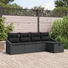 vidaXL Sofa Set with Cushion with Storage 5 pcs Black Poly Rattan