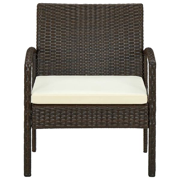 vidaXL Garden Chair with Cushion Poly Rattan Brown