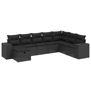 vidaXL 8 Piece Garden Sofa Set with Cushions Black Poly Rattan
