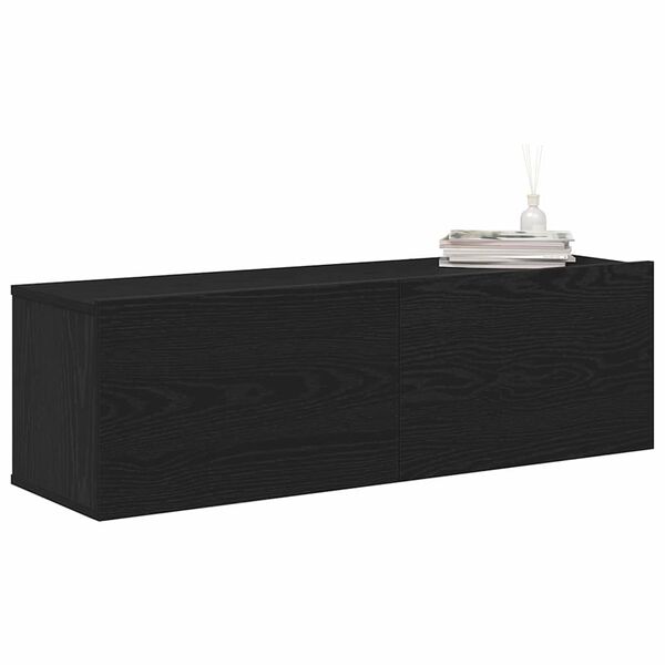 vidaXL TV Cabinet 2 pcs Black 100 x 30 x 30 cm Engineered Wood