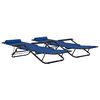 vidaXL Folding Sun Loungers 2 pcs with Footrests Steel Blue