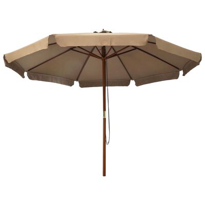 vidaXL Outdoor Parasol with Wooden Pole 330 cm Taupe