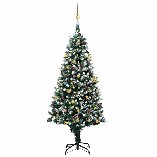 vidaXL Artificial Christmas Tree with LEDs&Ball Set&Pinecones 240 cm